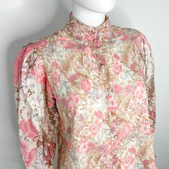 LoveShackFancy Brooke Long Sleeve Blouse Top in Dew Drop Floral Print Sz XS - Picture 8 of 15